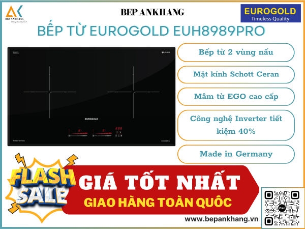 Bếp từ đôi 2 vùng nấu Eurogold EUH8989PRO - Made in Germany